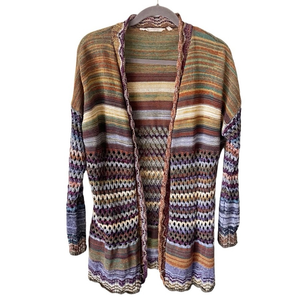 Soft Surroundings Multicolor Striped Open Cardigan Sweater